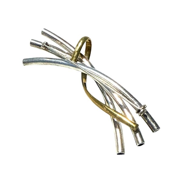 Vintage Taxco TA-54 Modernist Sterling Silver Abstract Sculptural Brooch Pin - Picture 2 of 7